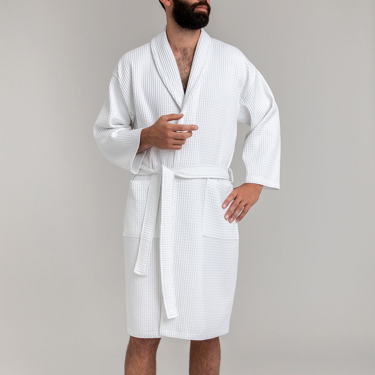 Waffle Bathrobe White