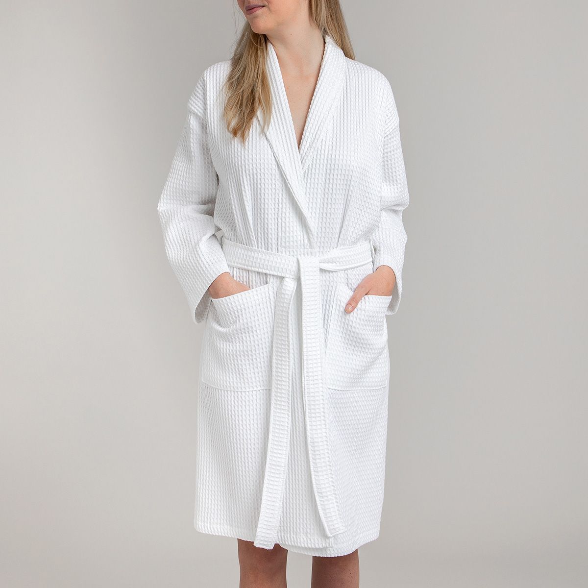 Waffle Bathrobe White