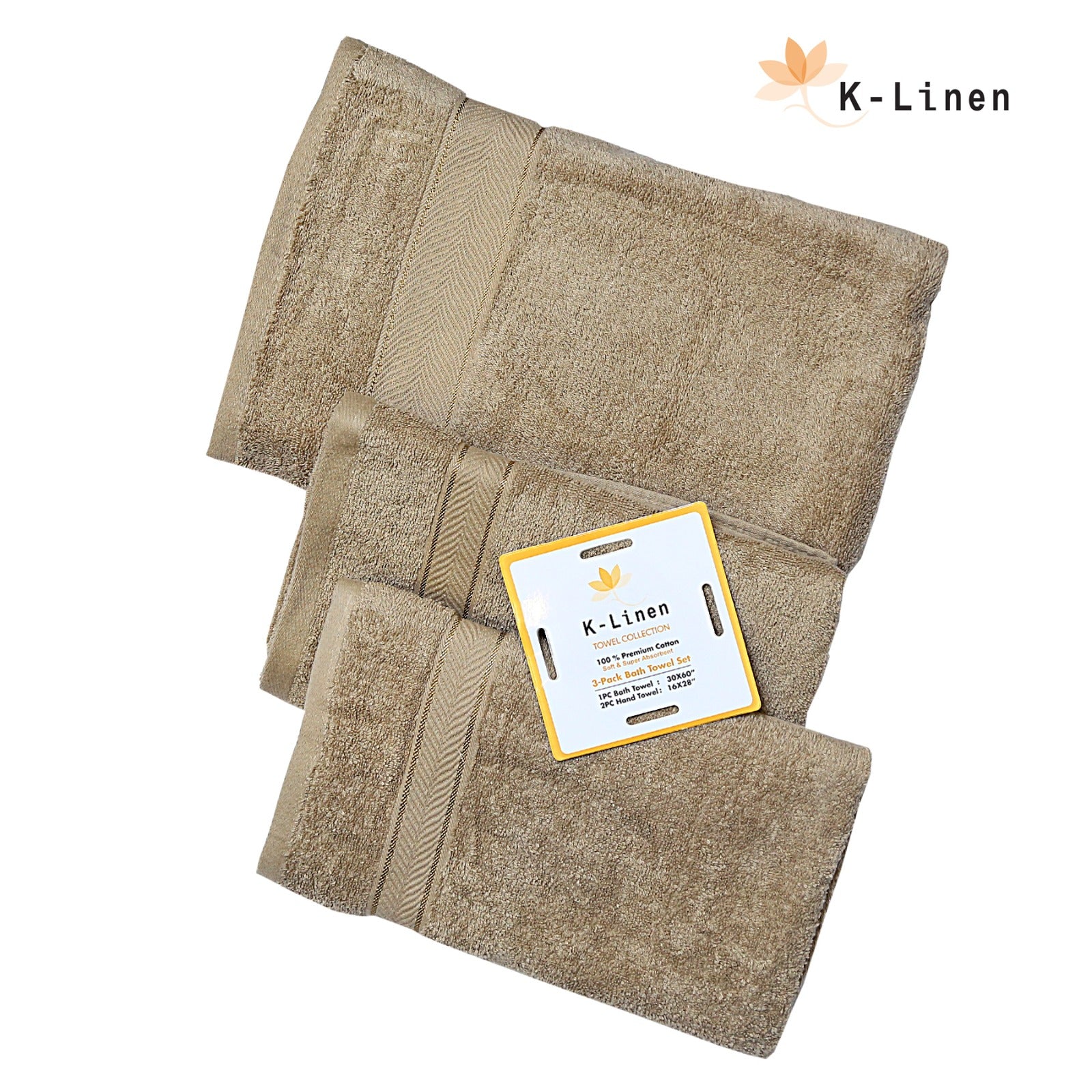 Superior 3 Piece Towel Set - Beige