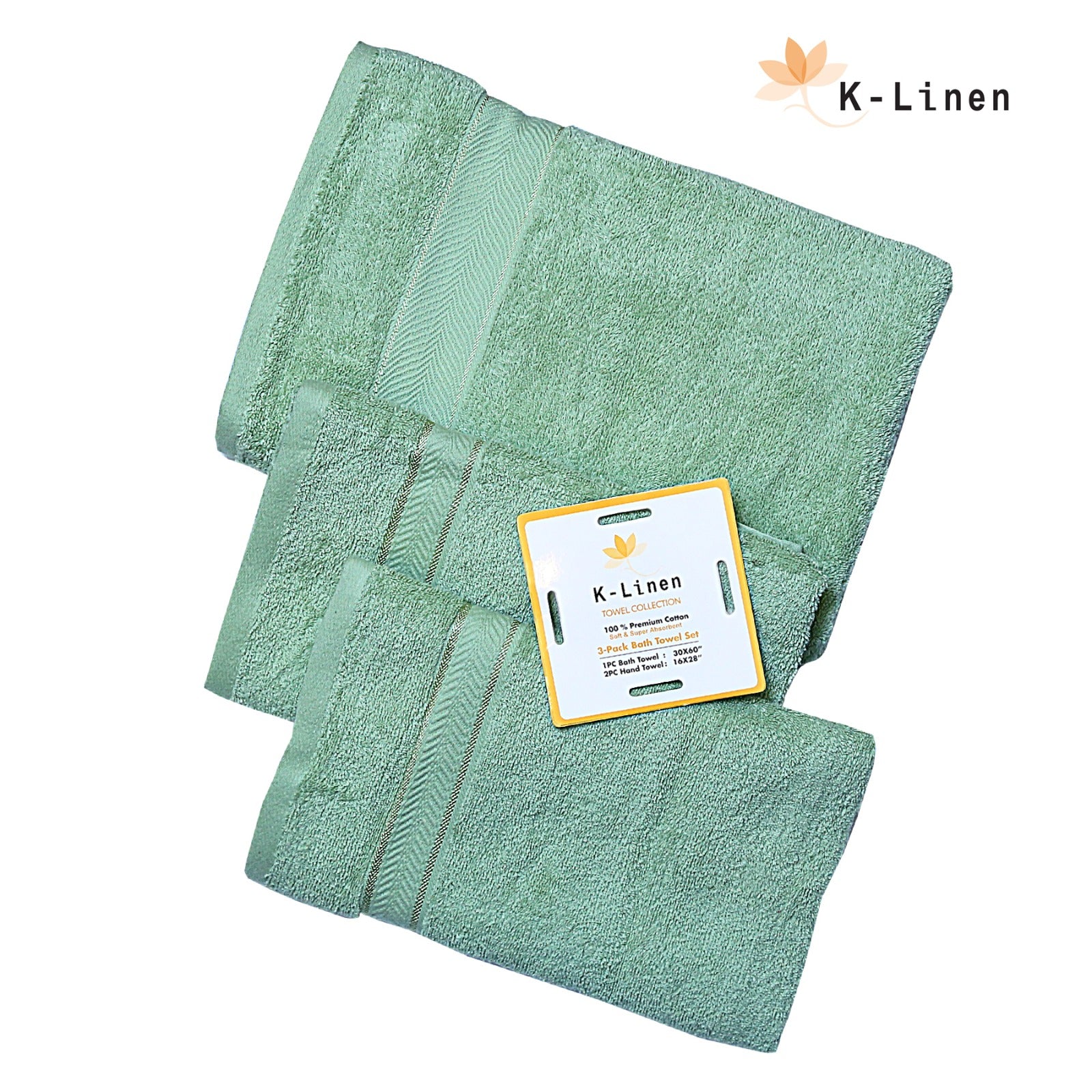 Superior 3 Piece Towel Set - Lime Green