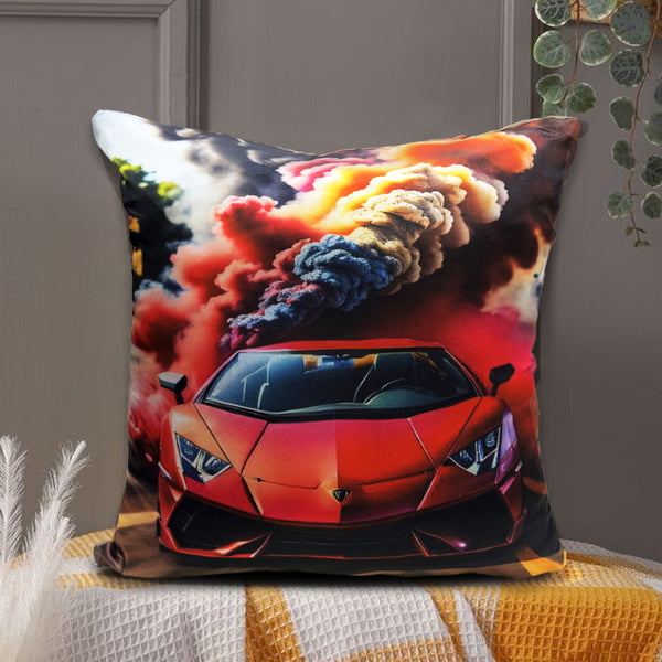 Digital Printed Silk Cushion Cover - Red Ferrari