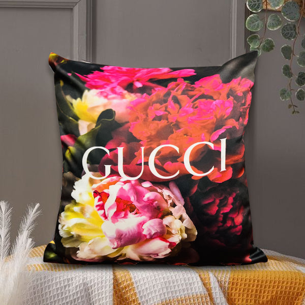 Digital Printed Silk Cushion Cover - Pink Floral