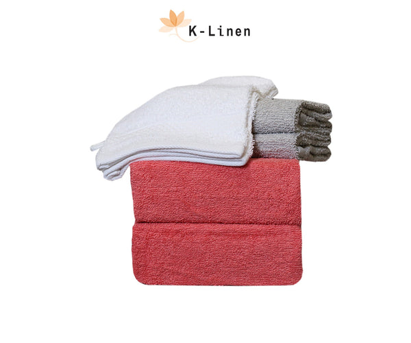 Towel Set 6 Pcs - White-Grey-Pink