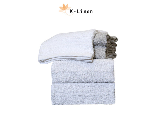 Towel Set 6 Pcs - White-Grey