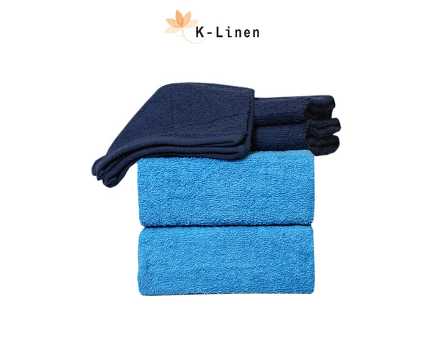 Towel Set 6 Pcs - Blue - Skyblue