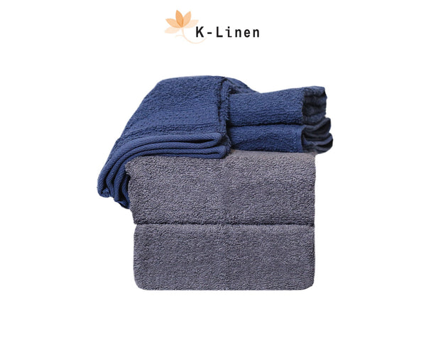 Towel Set 6 Pcs - Blue - Blue-Grey