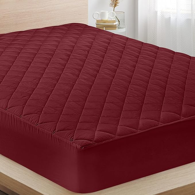 Quilted Fitted Mattress Pad - Maroon