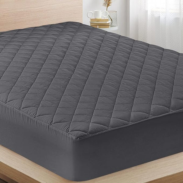 Quilted Fitted Mattress Pad - Grey