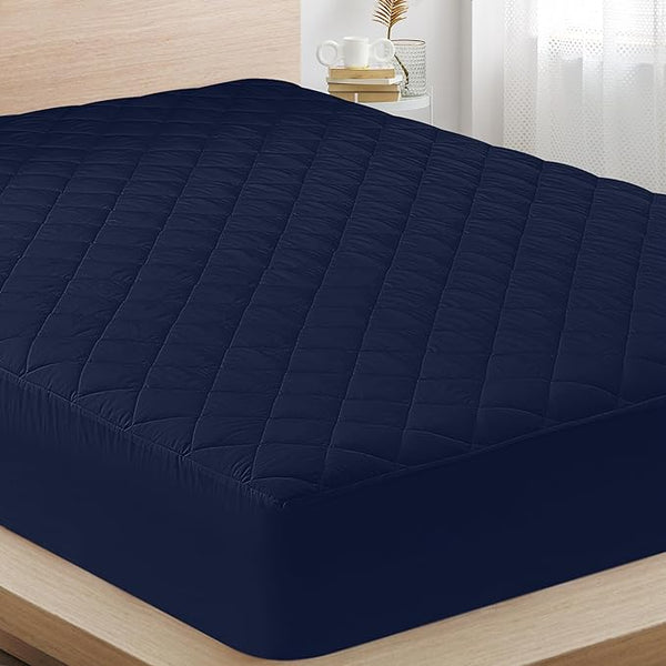 Quilted Fitted Mattress Pad - Blue