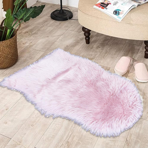 Diamond Shape Furry Rug - Pink