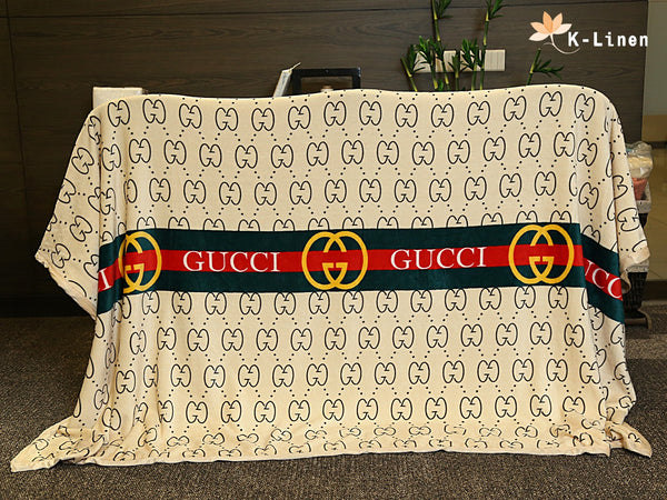 Printed Fleece Blanket - Gucci Beige