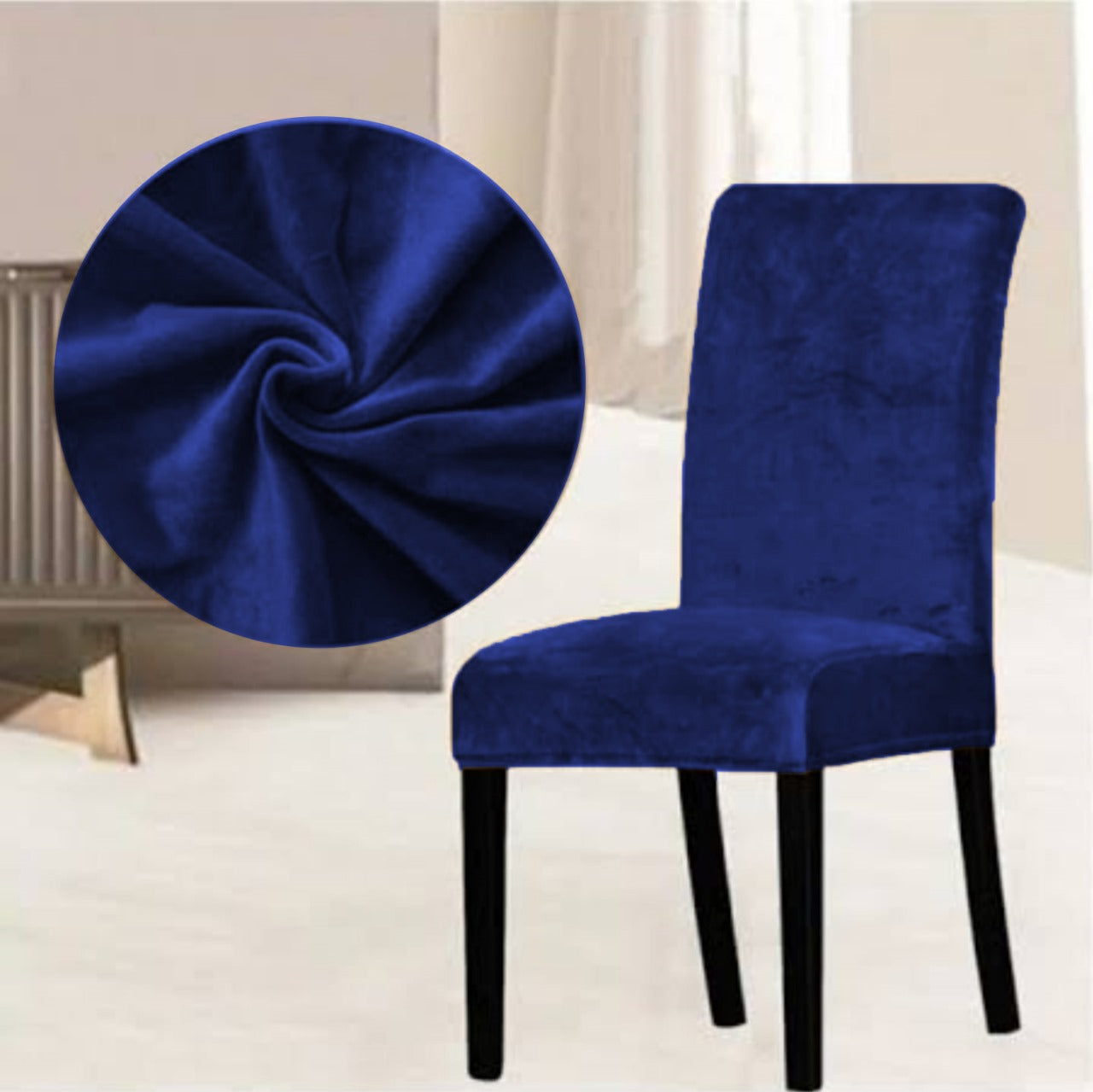 Velvet Dining Chair Covers - Blue