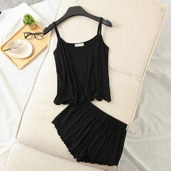 Women Jersey Camisole Set 2 Pcs - Black