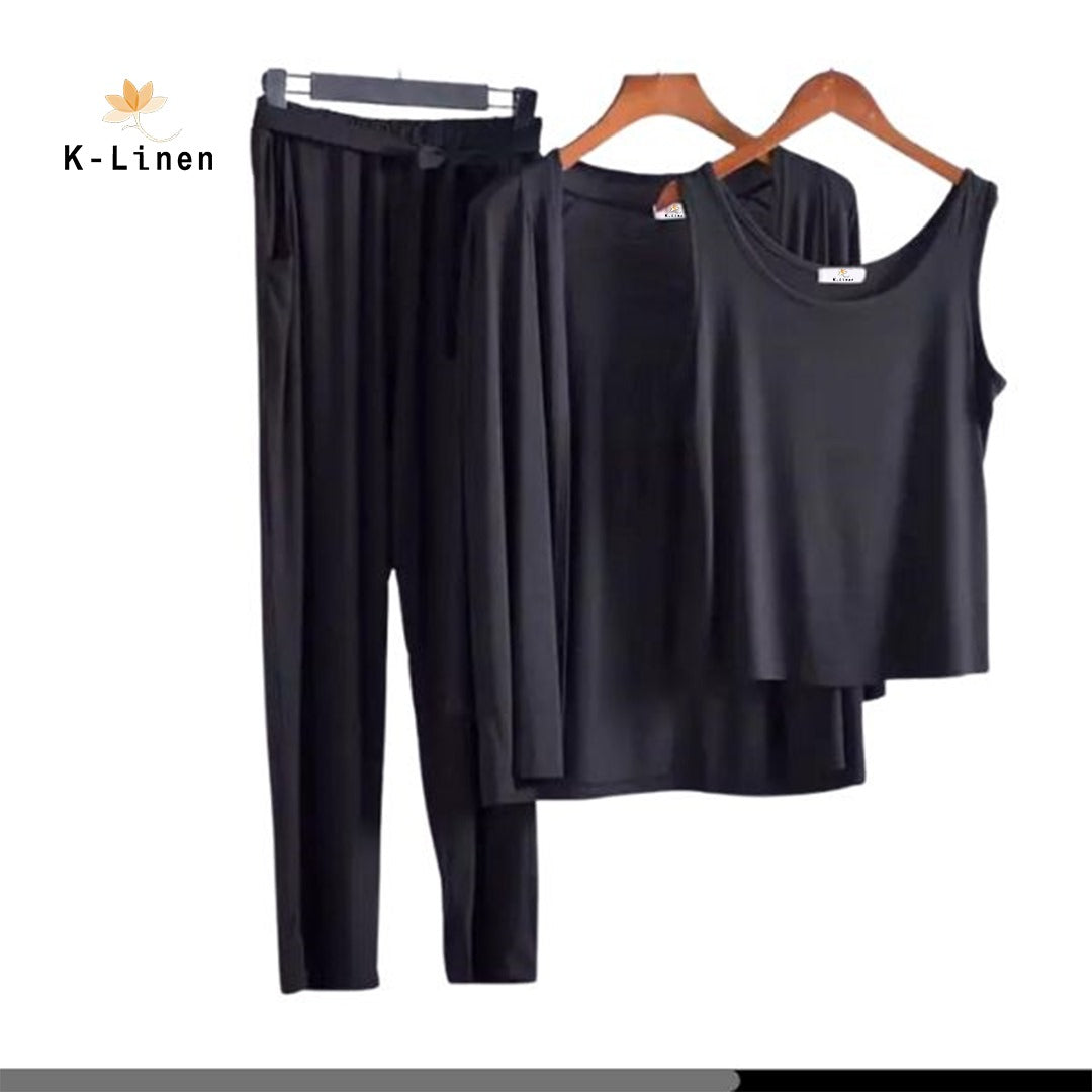 Women Jersey Suit 3 Pcs - Black