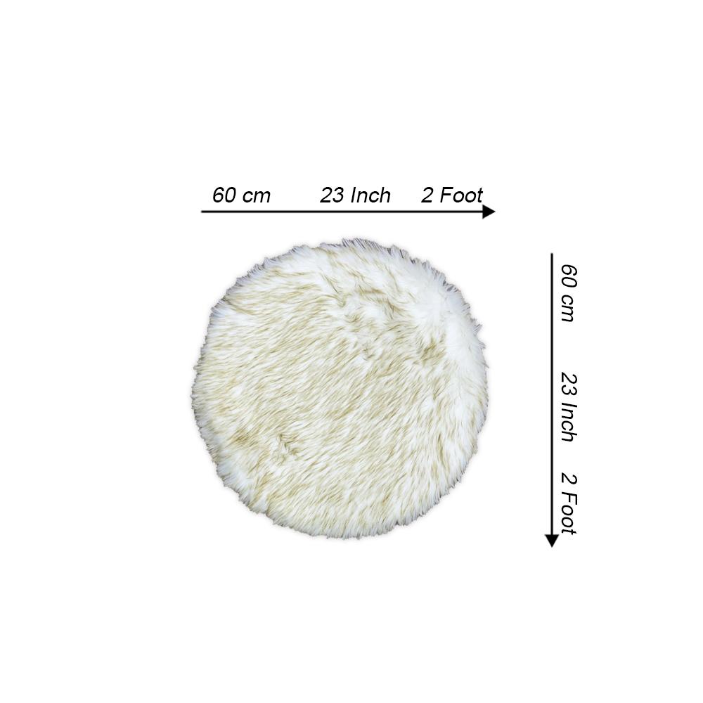 Round Shape Furry Rug (60CM) - White Yellow