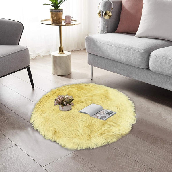 Round Shape Furry Rug (60CM) - Yellow