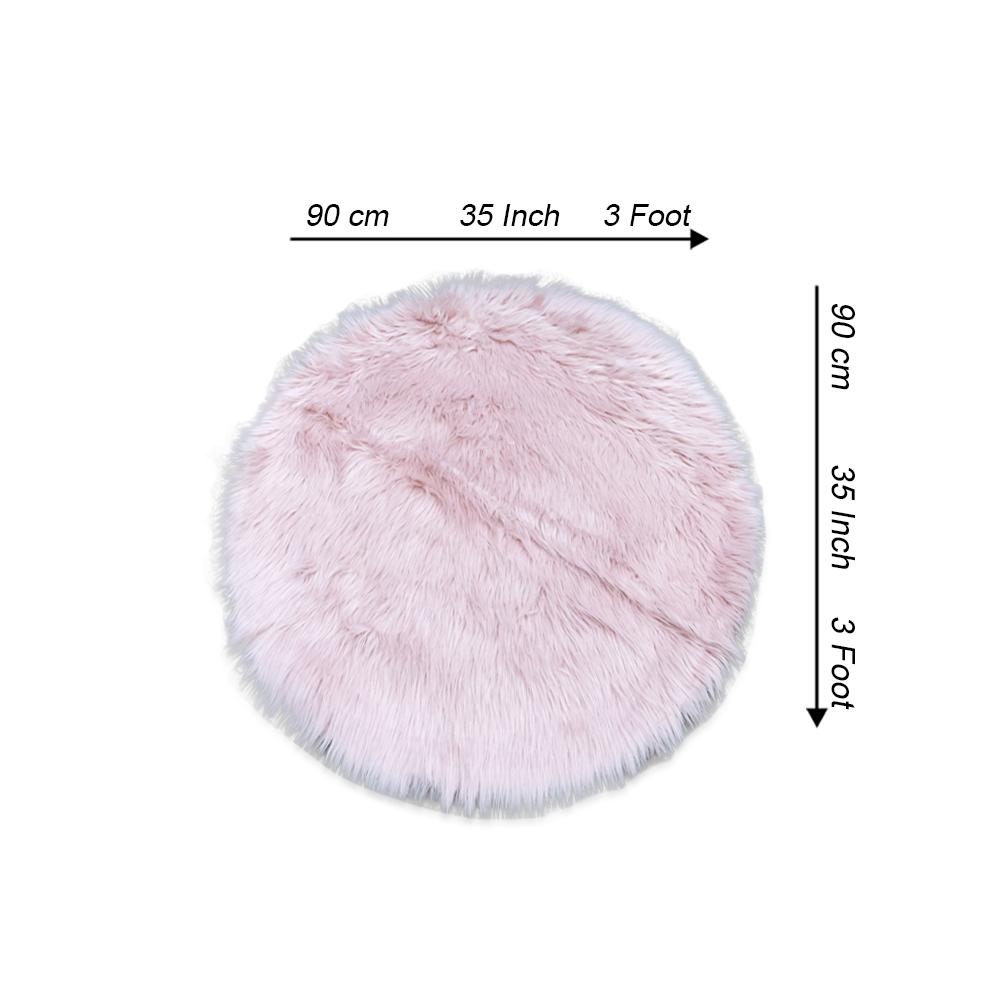 Round Shape Furry Rug (90CM)- Pink