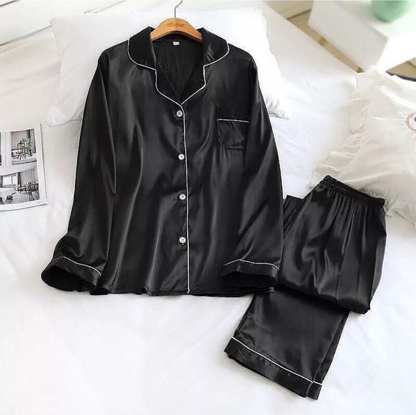 Silk Loungewear Suit - Black