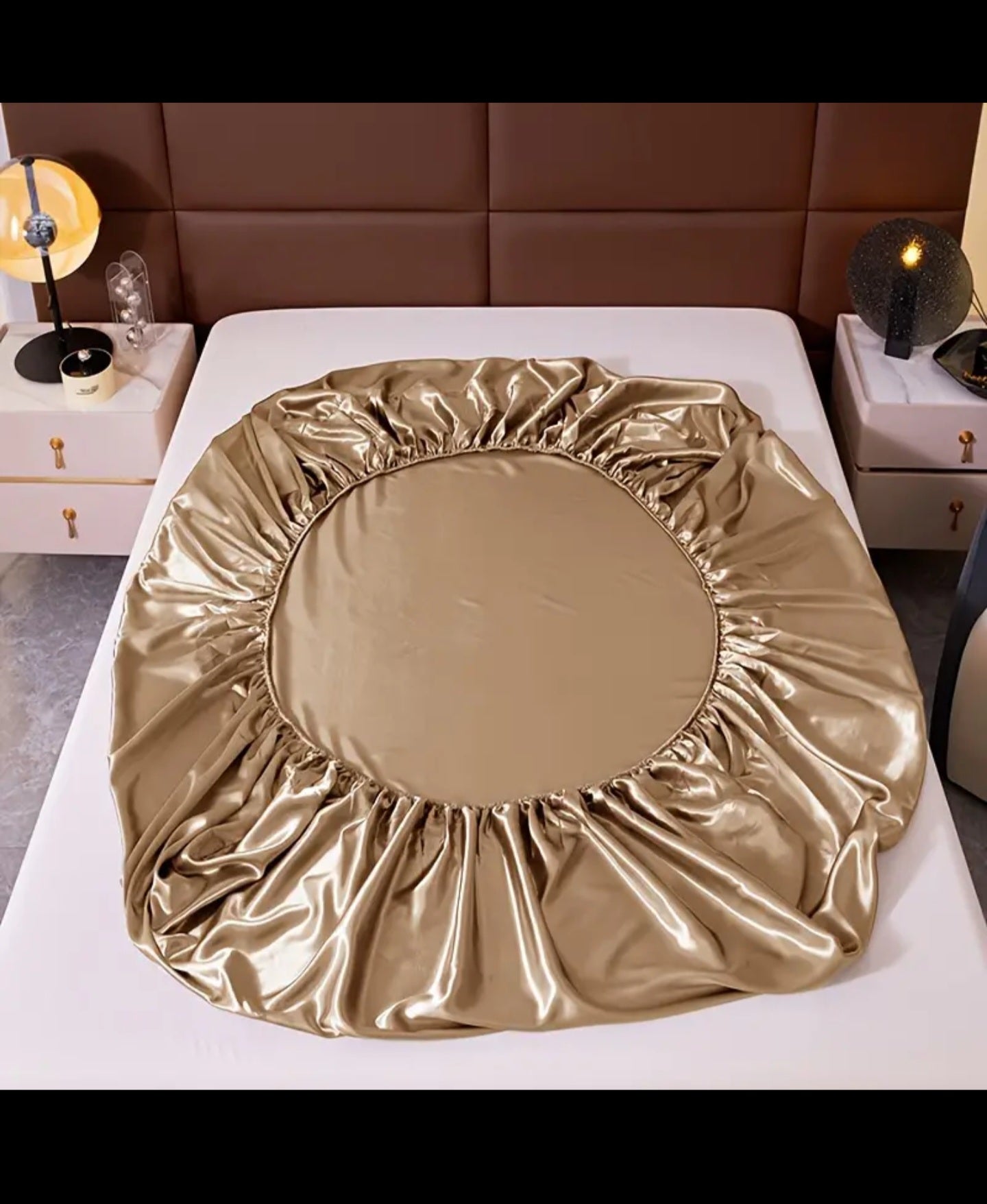 Satin Silk Fitted Sheet - Golden