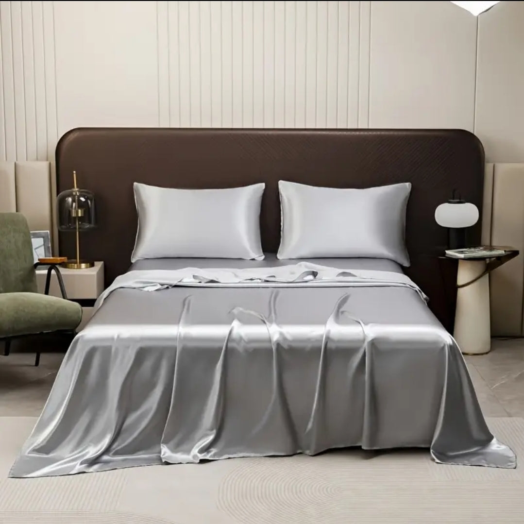 Premium Satin Silk Sheet - Dark Grey