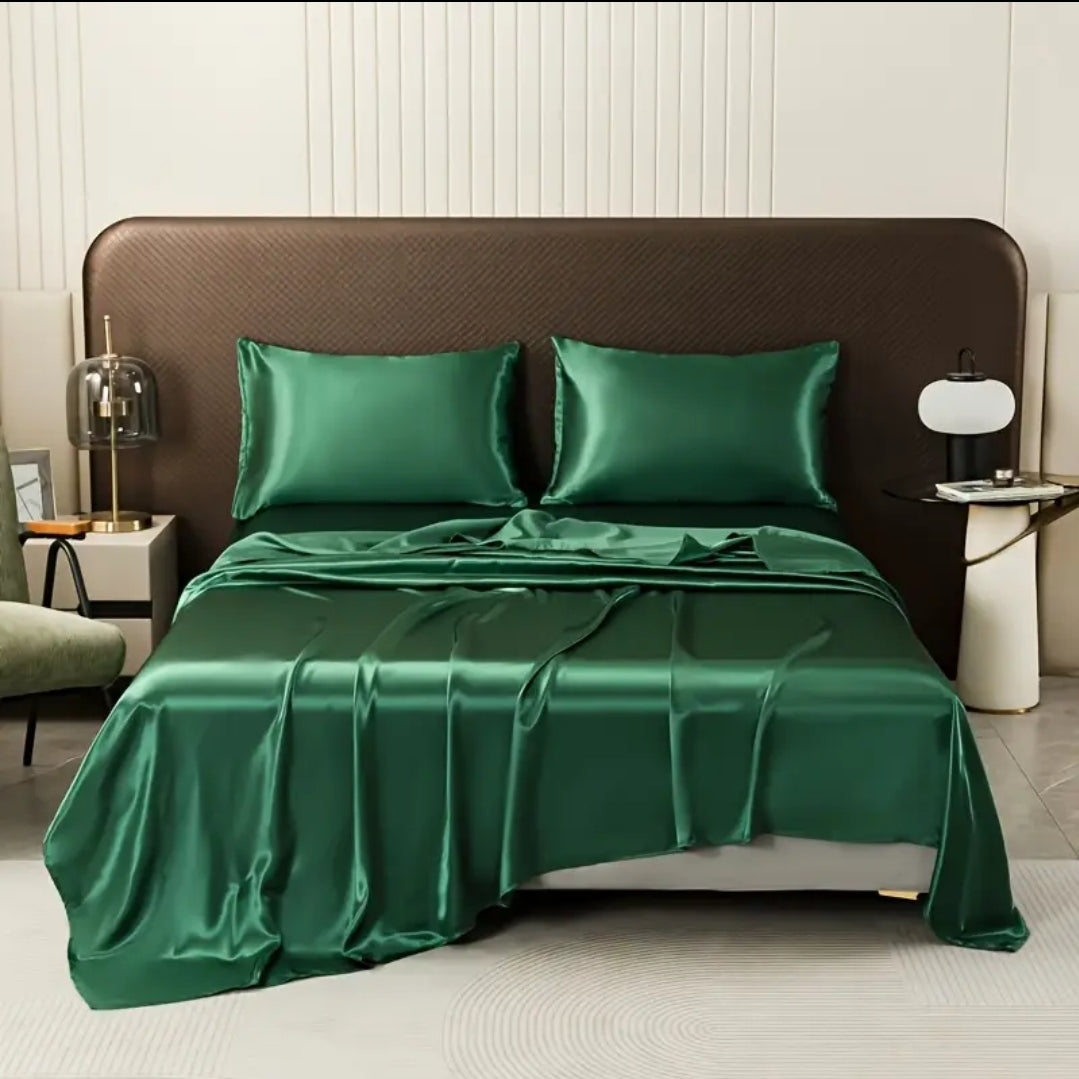 Premium Satin Silk Sheet - Emerald Green