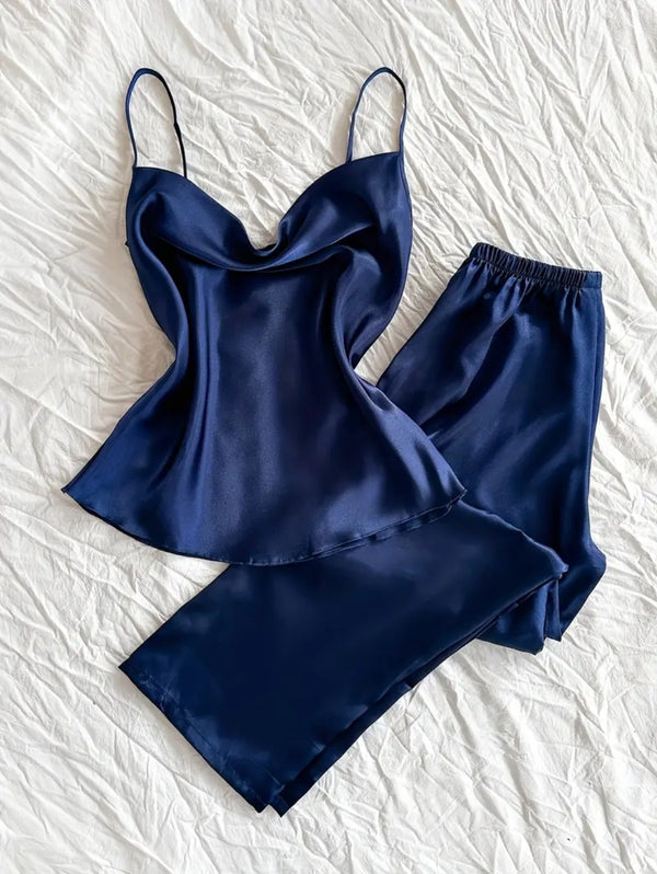 Silk Camisole Suit  - Blue