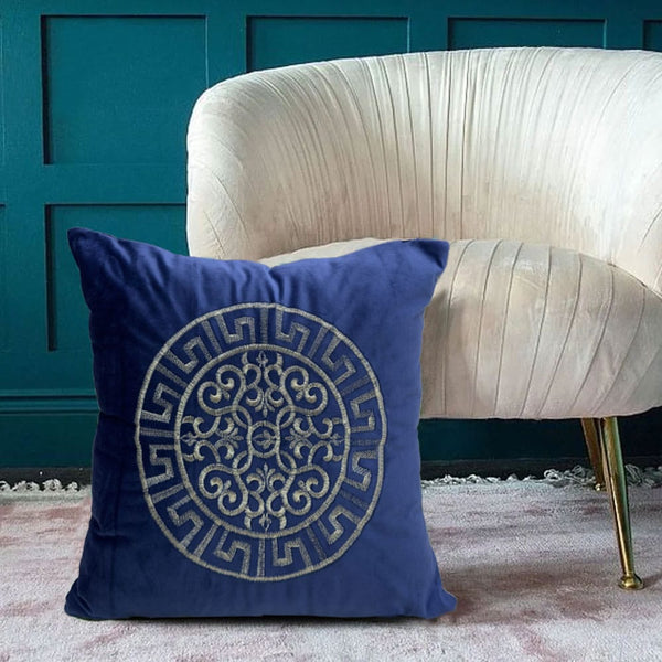 Velvet Embroidered Cushion Cover - Crewel