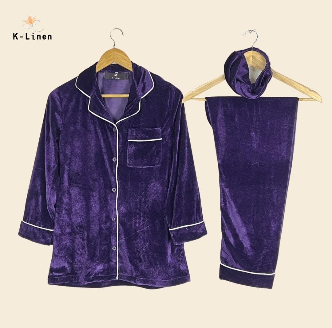 Women Velvet Loungewear suite - Purple