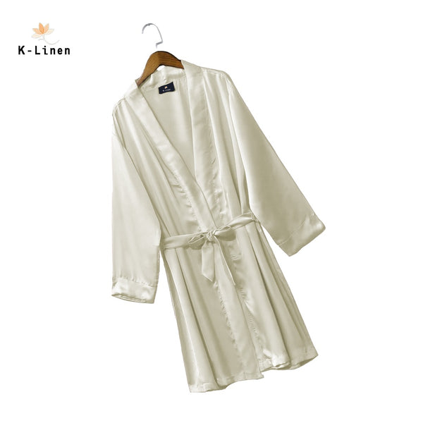 Satin Bath Gown - Off White