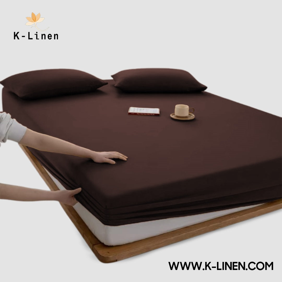 Jersey Bed Fitted Sheet -Brown