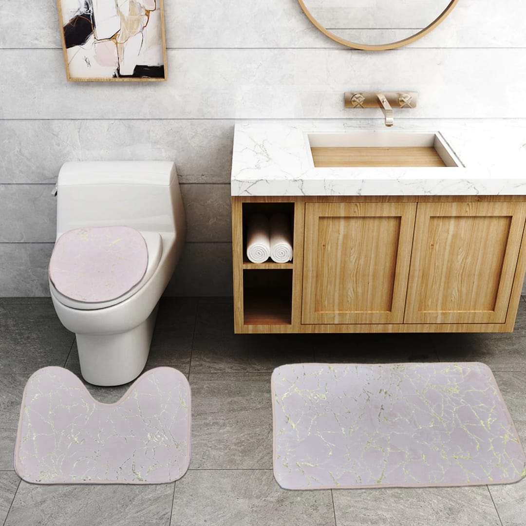 3 Pcs Bath Matt Set - Off White