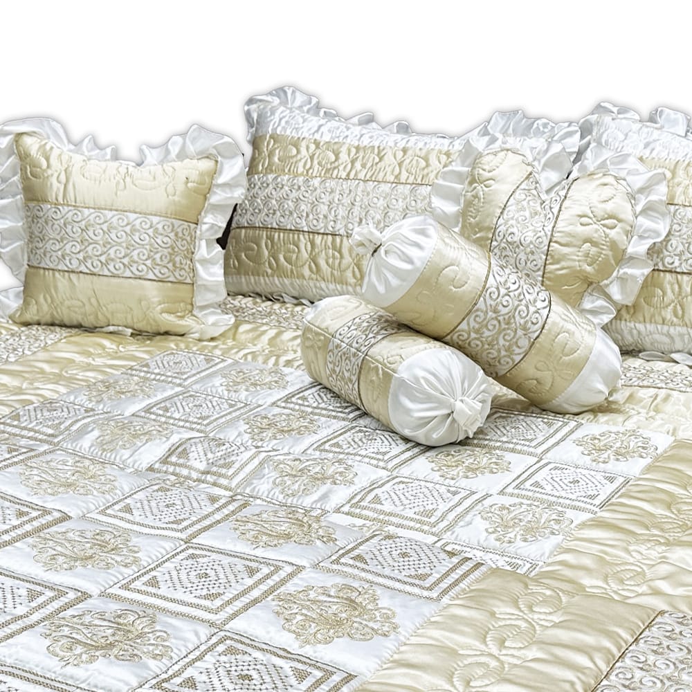 Bridal bedsheet set - White & Cream