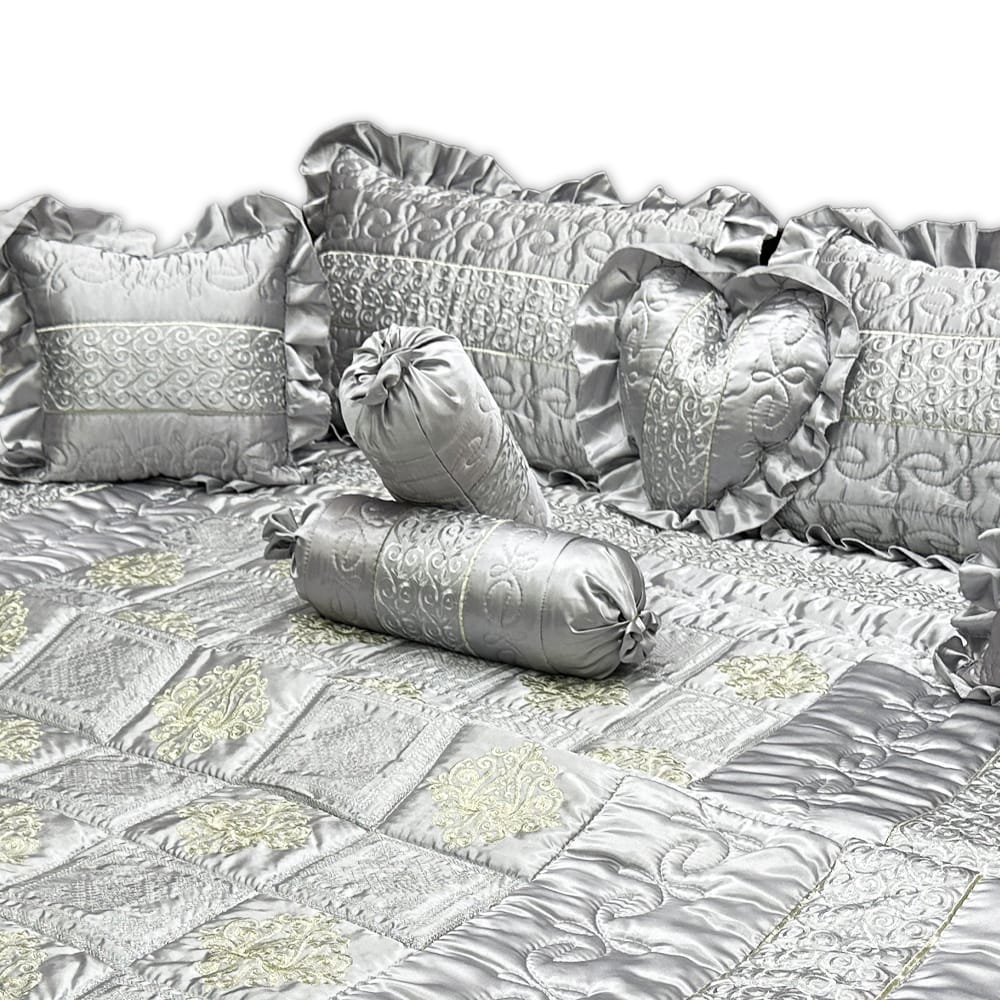 Bridal bedsheet set - Grey and Golden tint