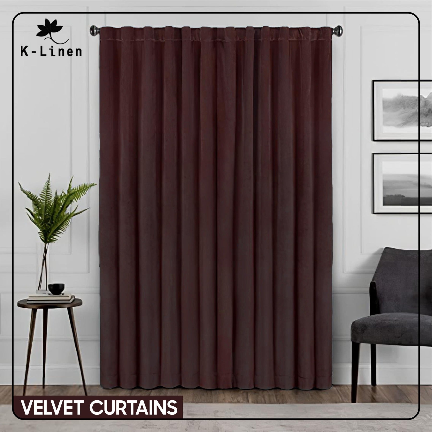 Premium Velvet Curtain - Dark Brown