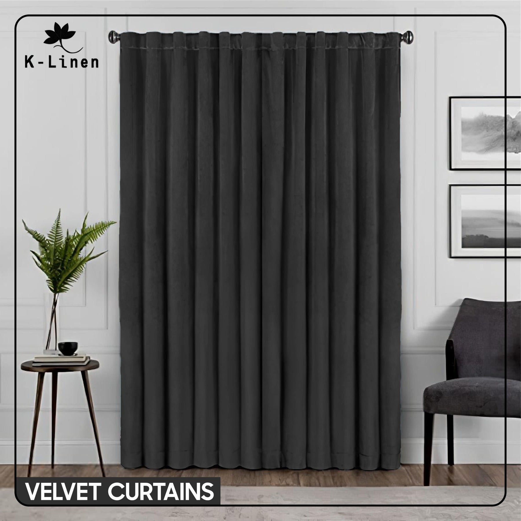 Premium Velvet Curtain - Grey