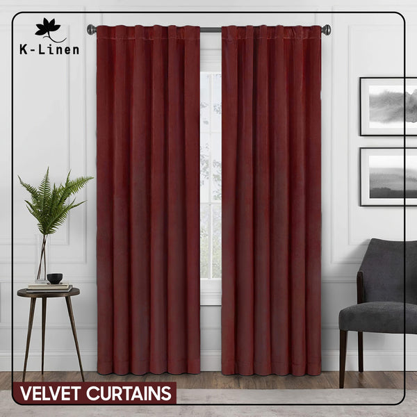 Premium Velvet Curtain - Maroon
