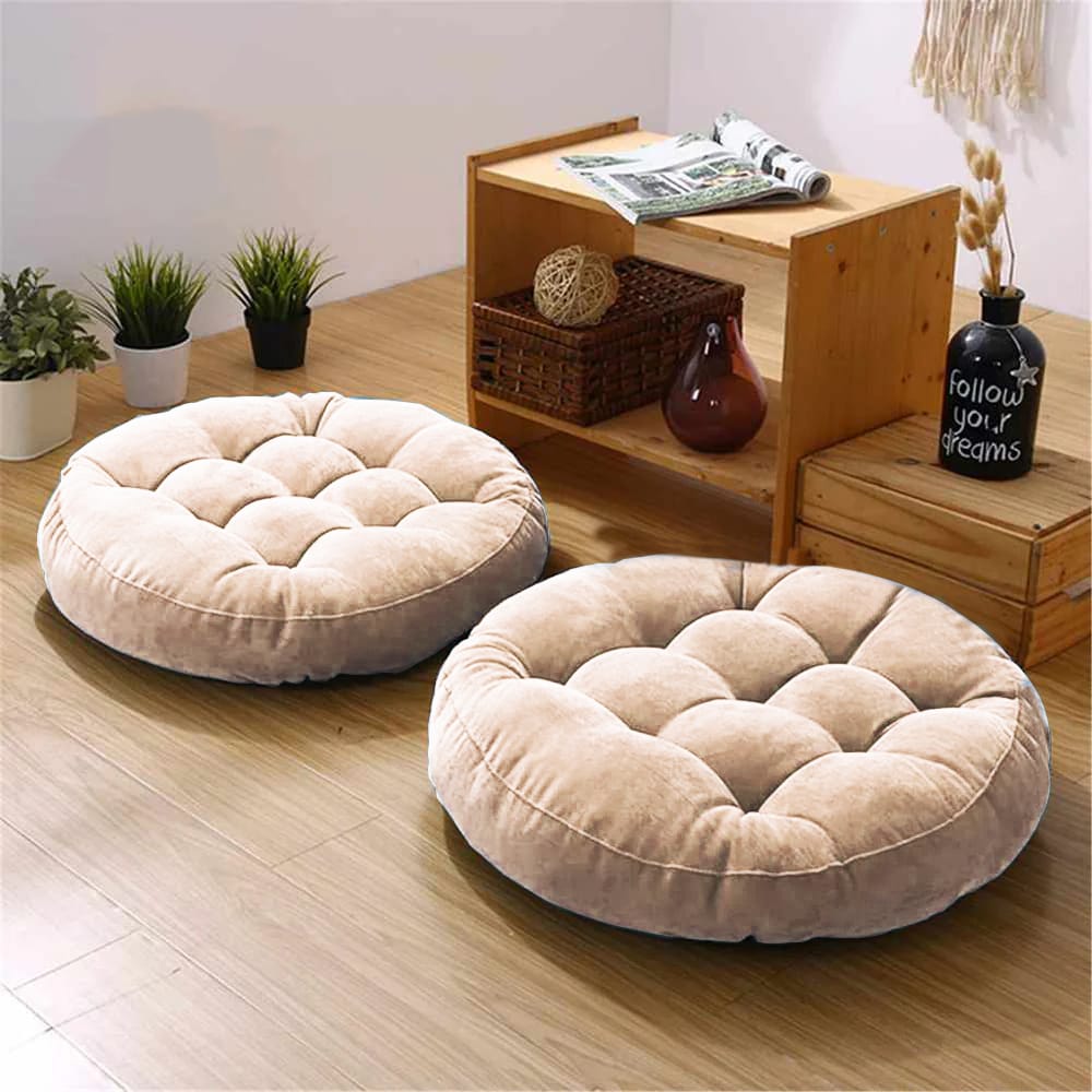 Round Shape Floor Cushions - Pack Of 2