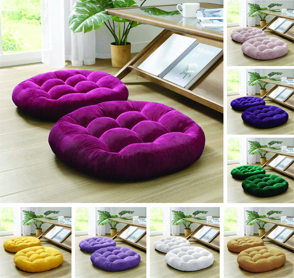 Round Shape Floor Cushions - Pack Of 2