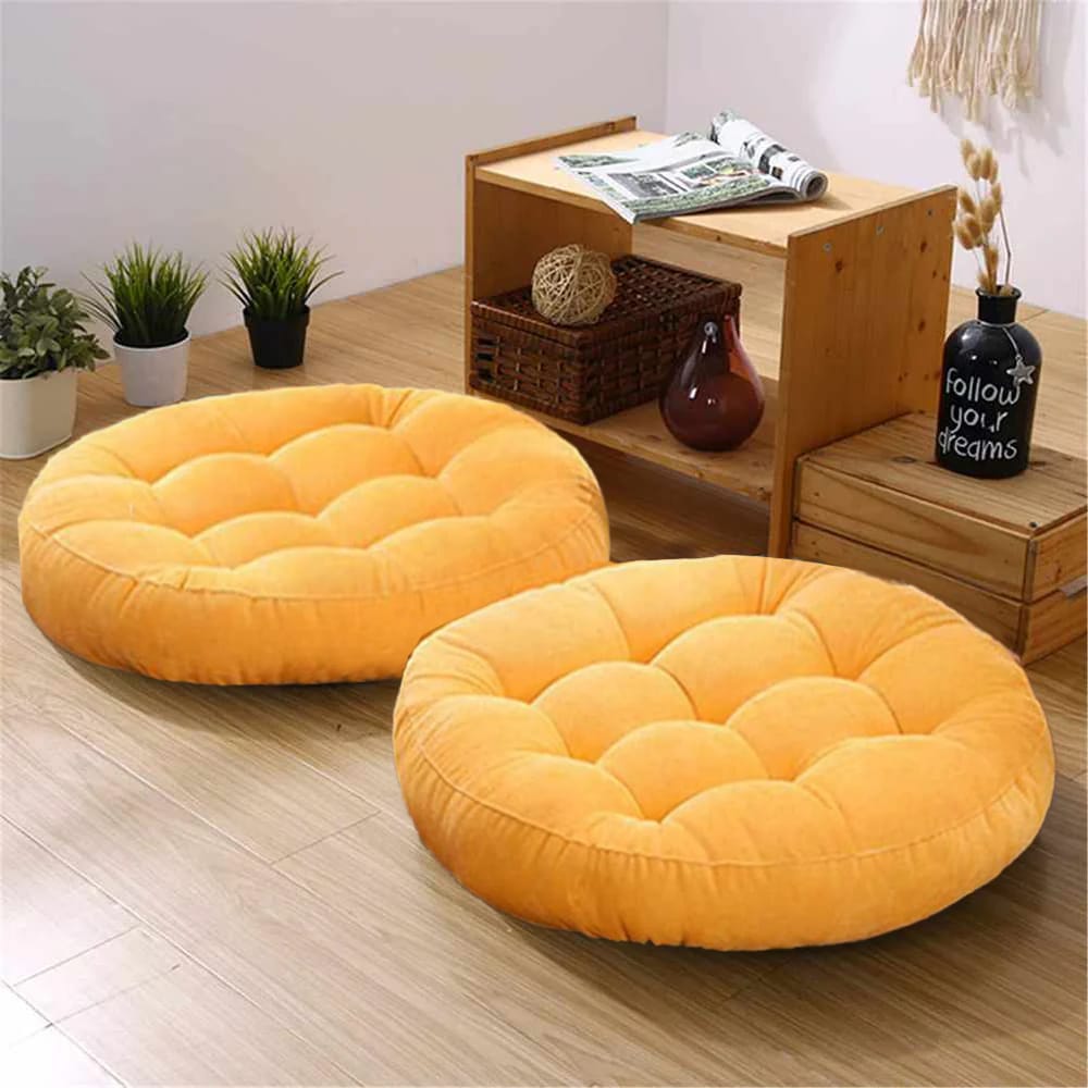 Round Shape Floor Cushions - Pack Of 2