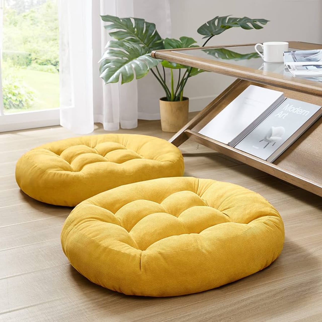 Round Shape Floor Cushions - Pack Of 2