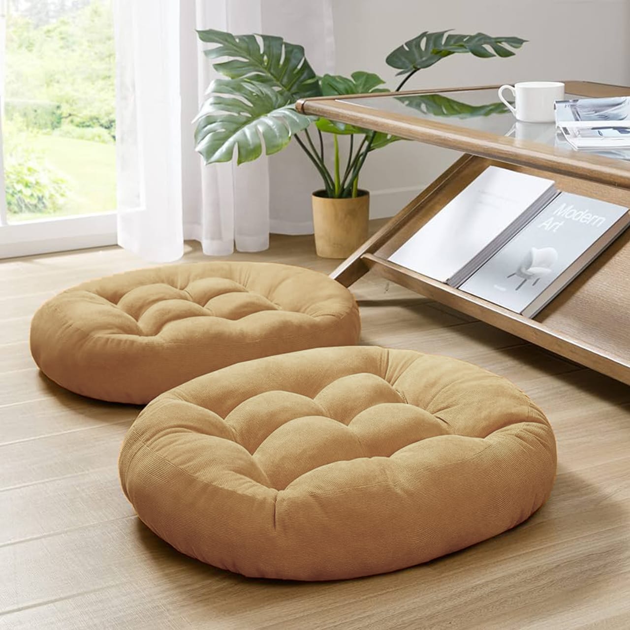 Round Shape Floor Cushions - Pack Of 2