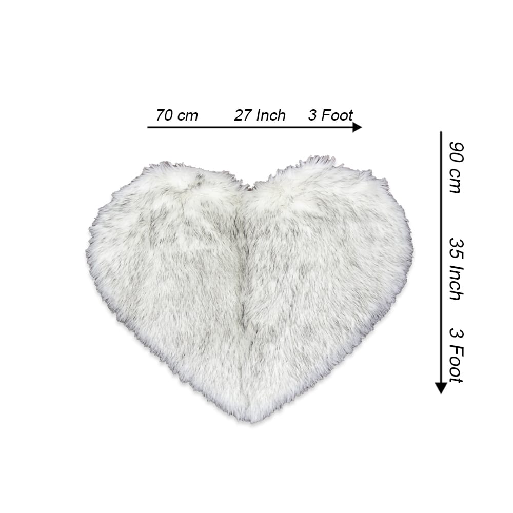 Heart Shaped Rug - White-Black