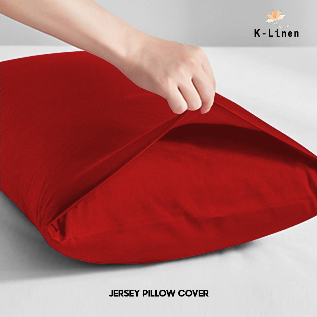 Pair of Jersey Pillow Cover - Red