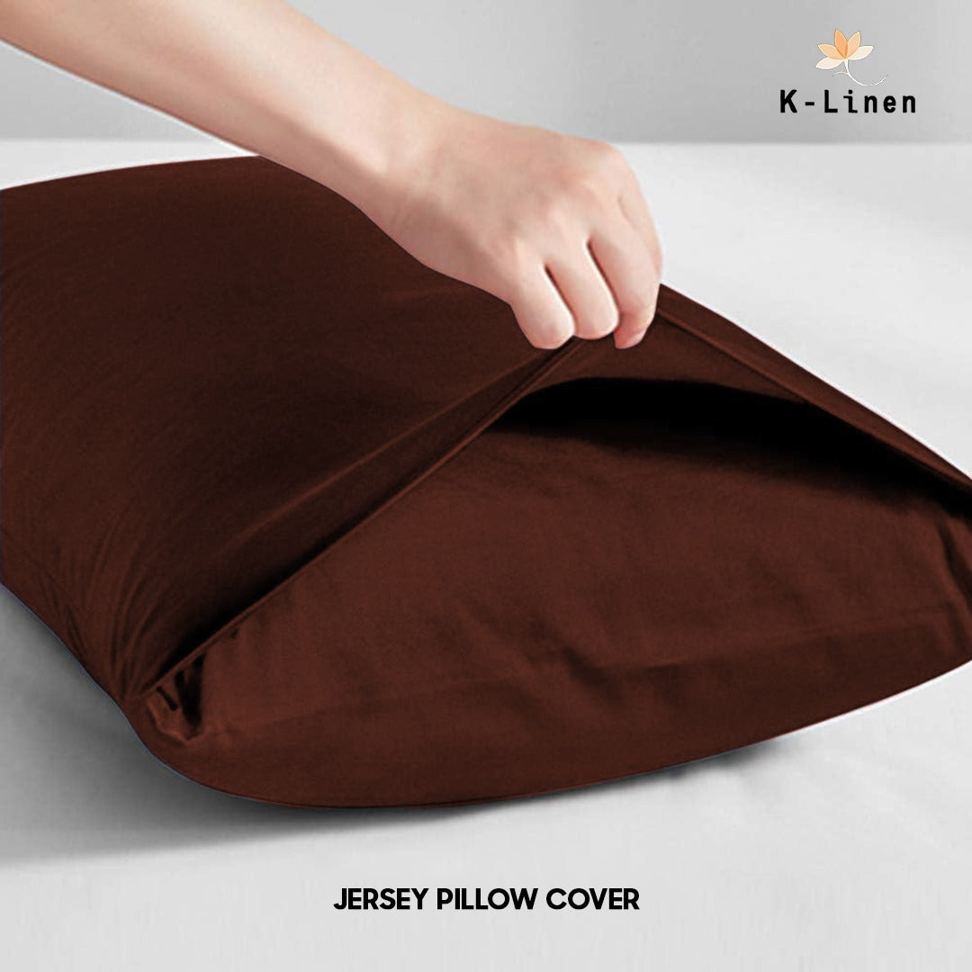 Pair of Jersey Pillow Cover - Brown