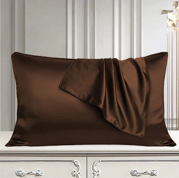 Pair of Satin Pillow Cover - Brown