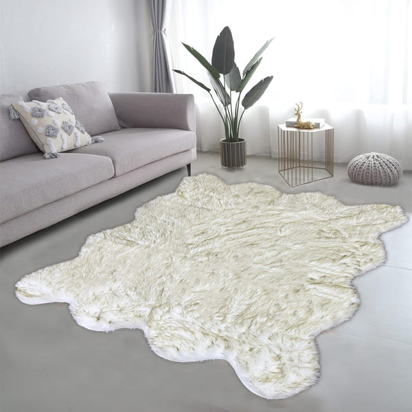 Lounge Size Furry Rug (180*180CM) - Yellow-White