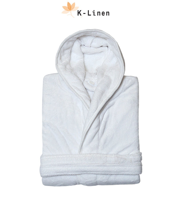 Warm Fleece Plush Bathrobe - White