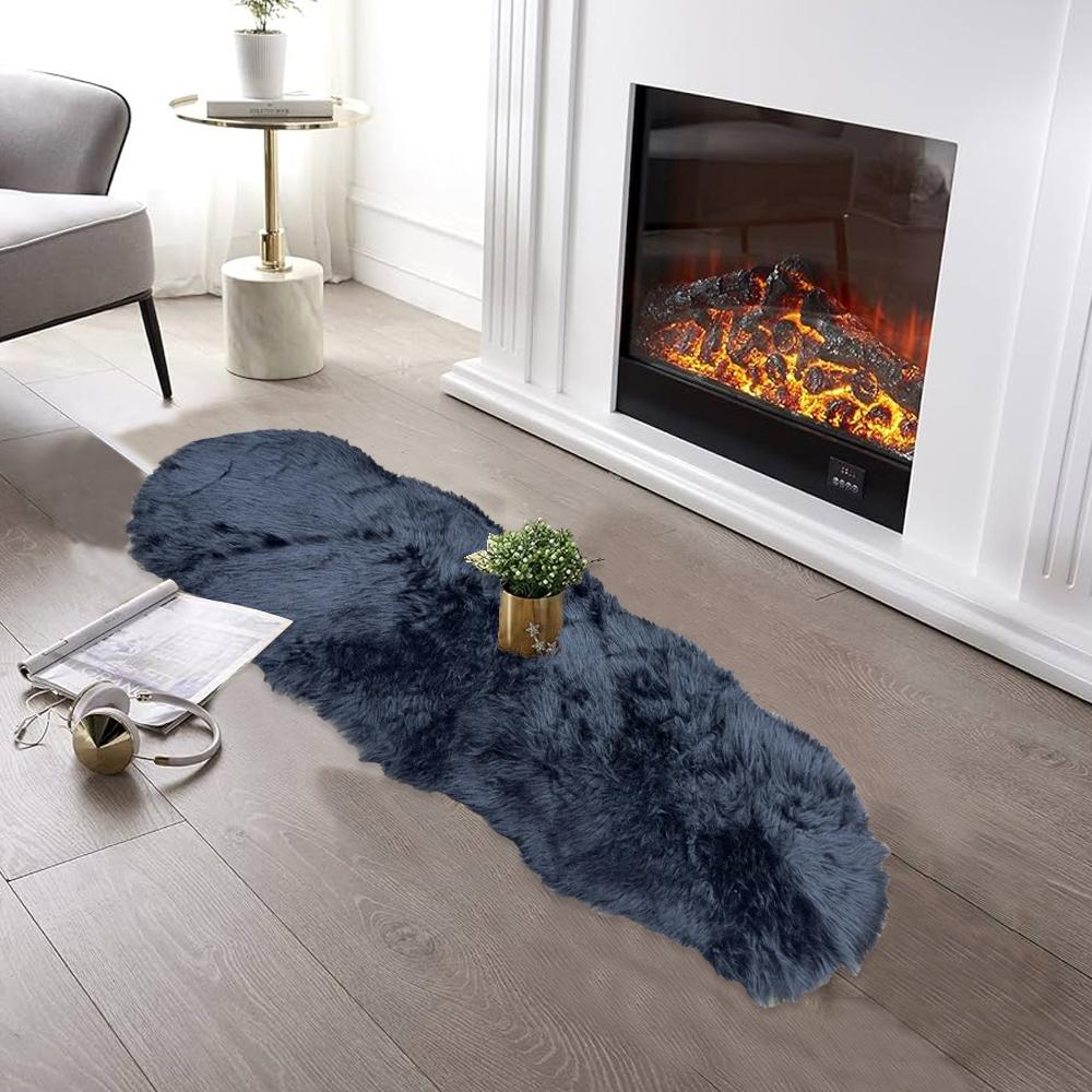 Rectangular Furry Rug - Black