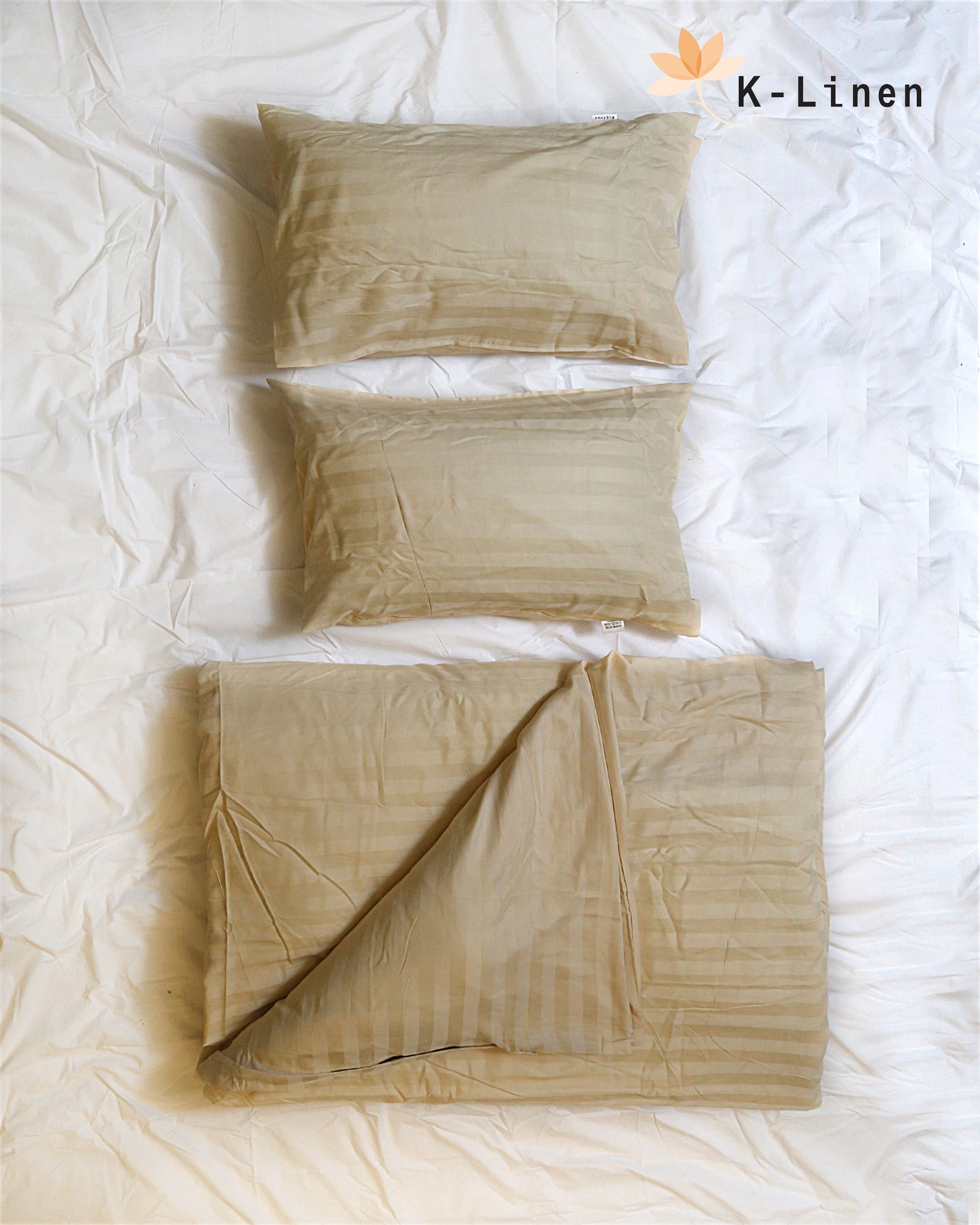 Satin Stripe Golden Duvet Cover Set