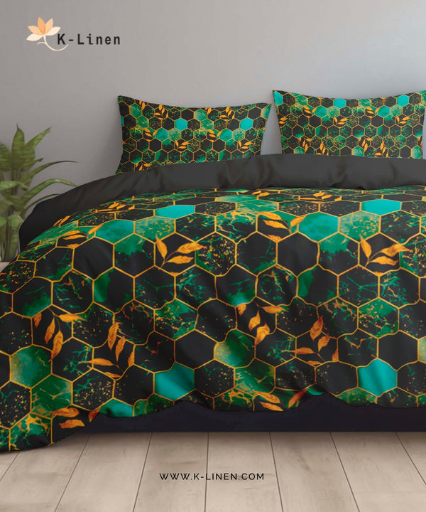 Emerald Marble Effect Bed Sheet Set